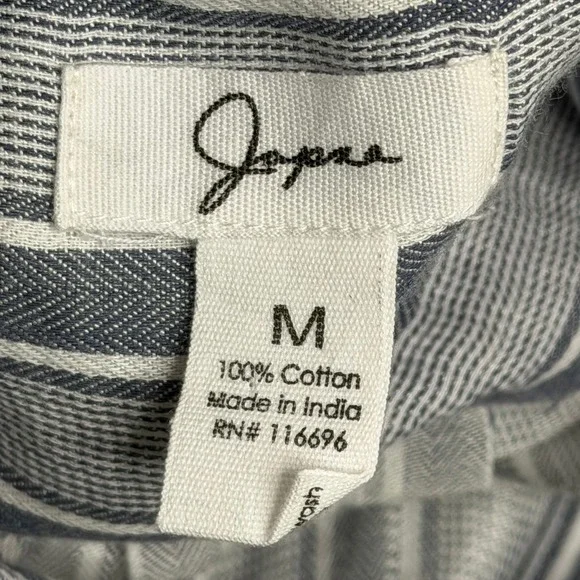 Japna Blue/White Striped Cotton Shirt Dress Size Medium Pockets Vacation Beach - Picture 5 of 7